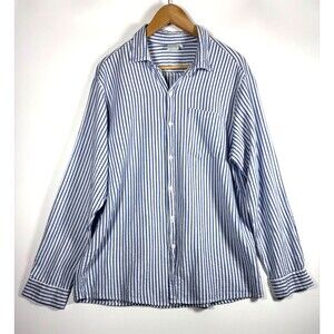 IMA Luxury Collection Shirt Mens Large Blue White Stripe Cotton Made in Greece